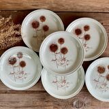 6 Sarreguemines “thistle” stoneware plates