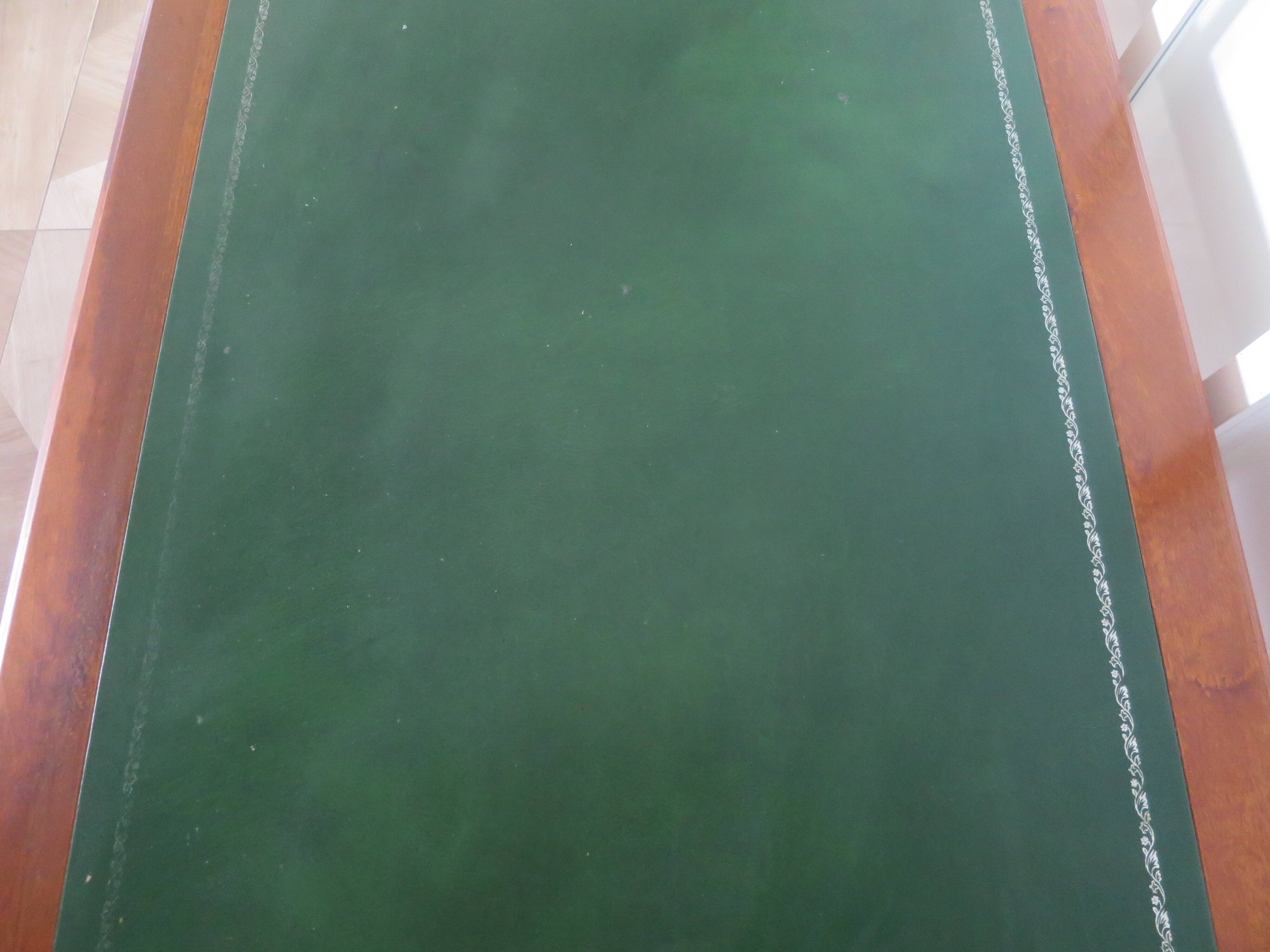 Minister's desk style L. Philippe – 2 drawers – cherry wood – faux leather desk mat