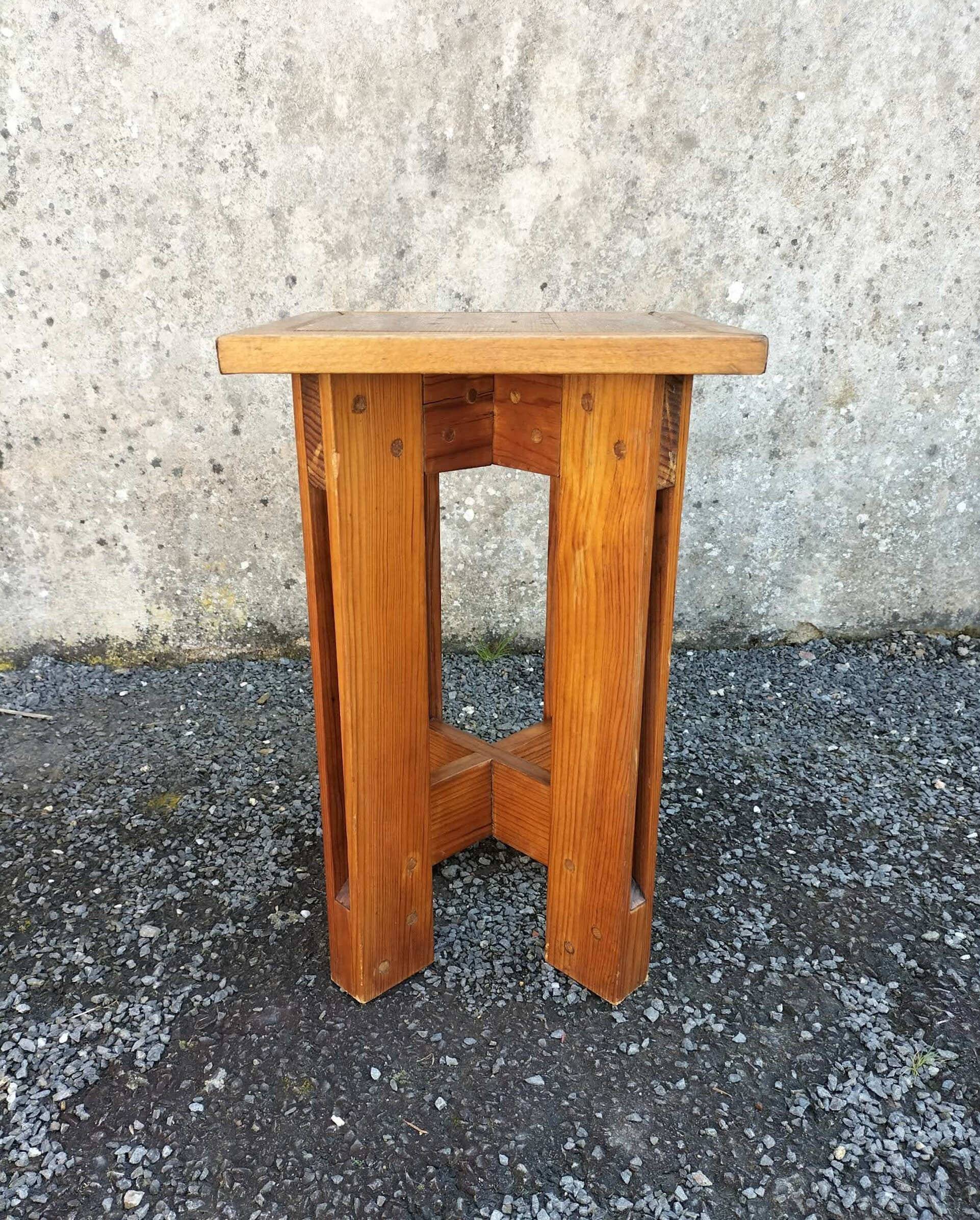 Vintage solid pine stool