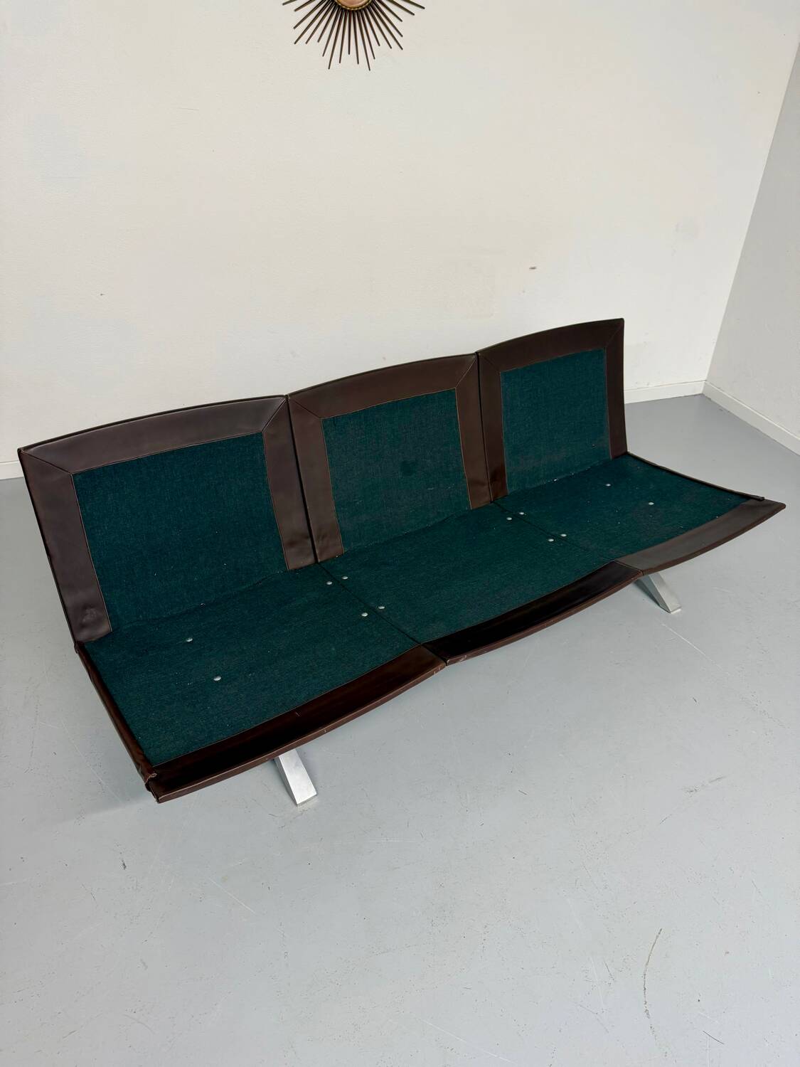 De Sede DS31 vintage leather 3-seater canapé banquette from the 1970s.