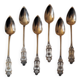 6 small numbered silver teaspoons, Minerva hallmark.