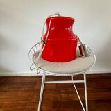Lampe en verre rouge intérieur opaline vintage unique