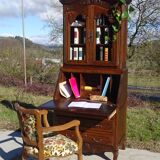3-in-1 furniture: chest of drawers, secretary, and display cabinet, in walnut.
