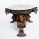 Wrought iron and marble coffee table, Jean Maurice Rothschild, circa 1950.