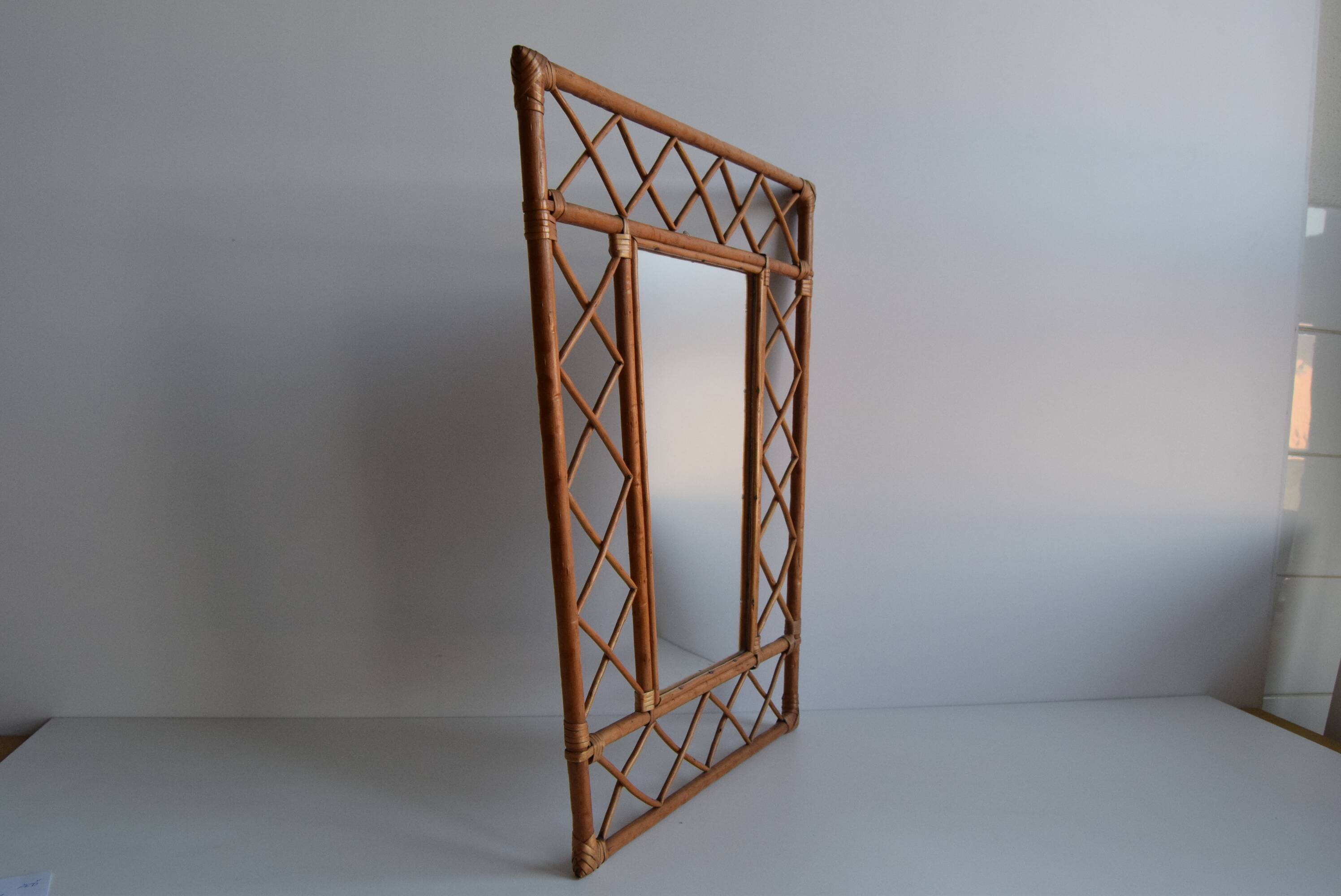 1970s Mid century Rattan wall mirror