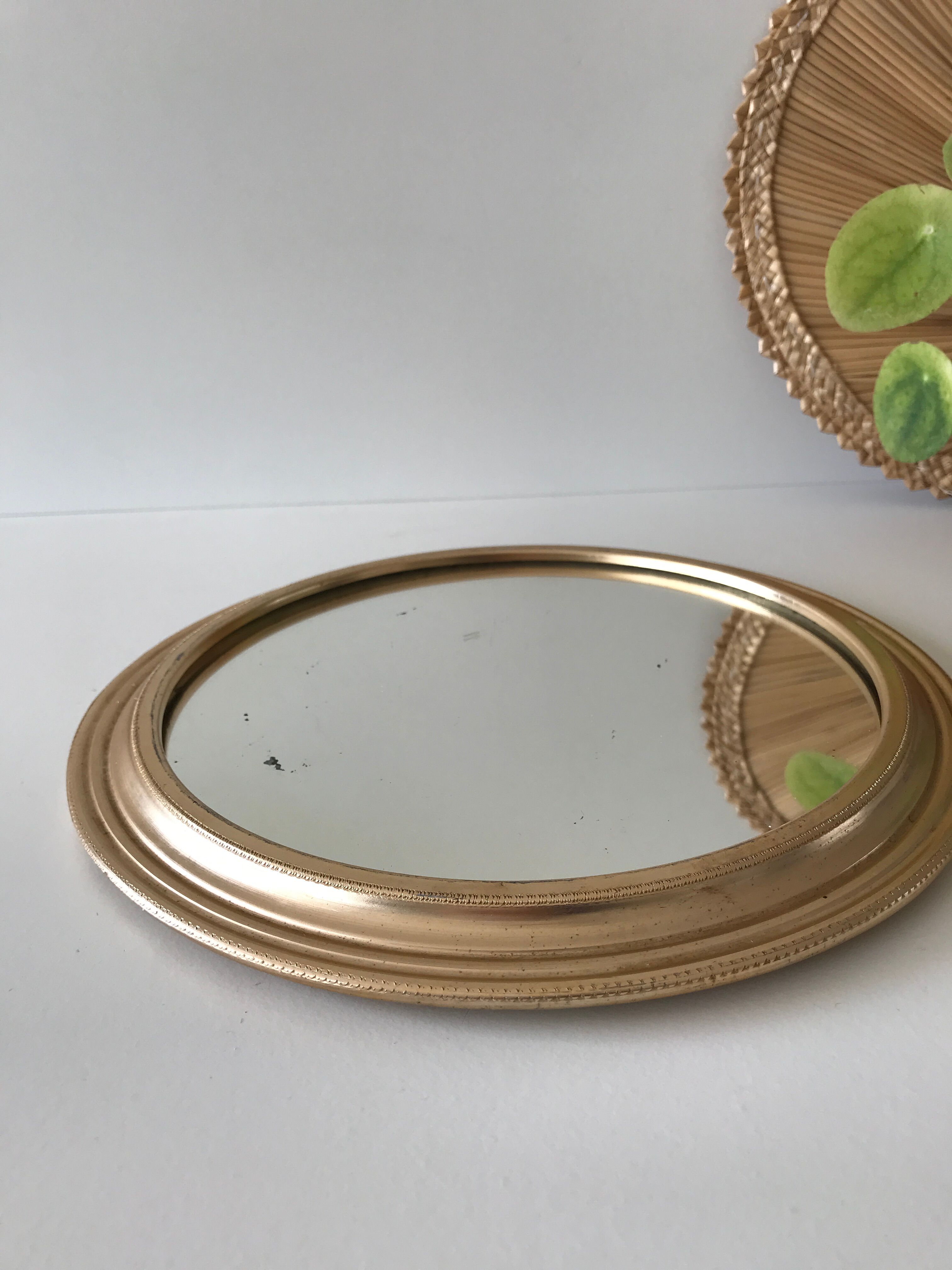 Miroir rond doré 24cm