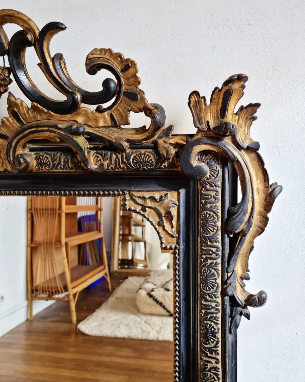 Old mirror Napoleon III black and gold
