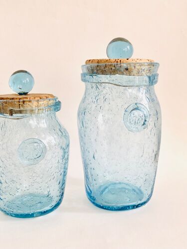 Trio de bocaux vintage en verre bullé de Biot