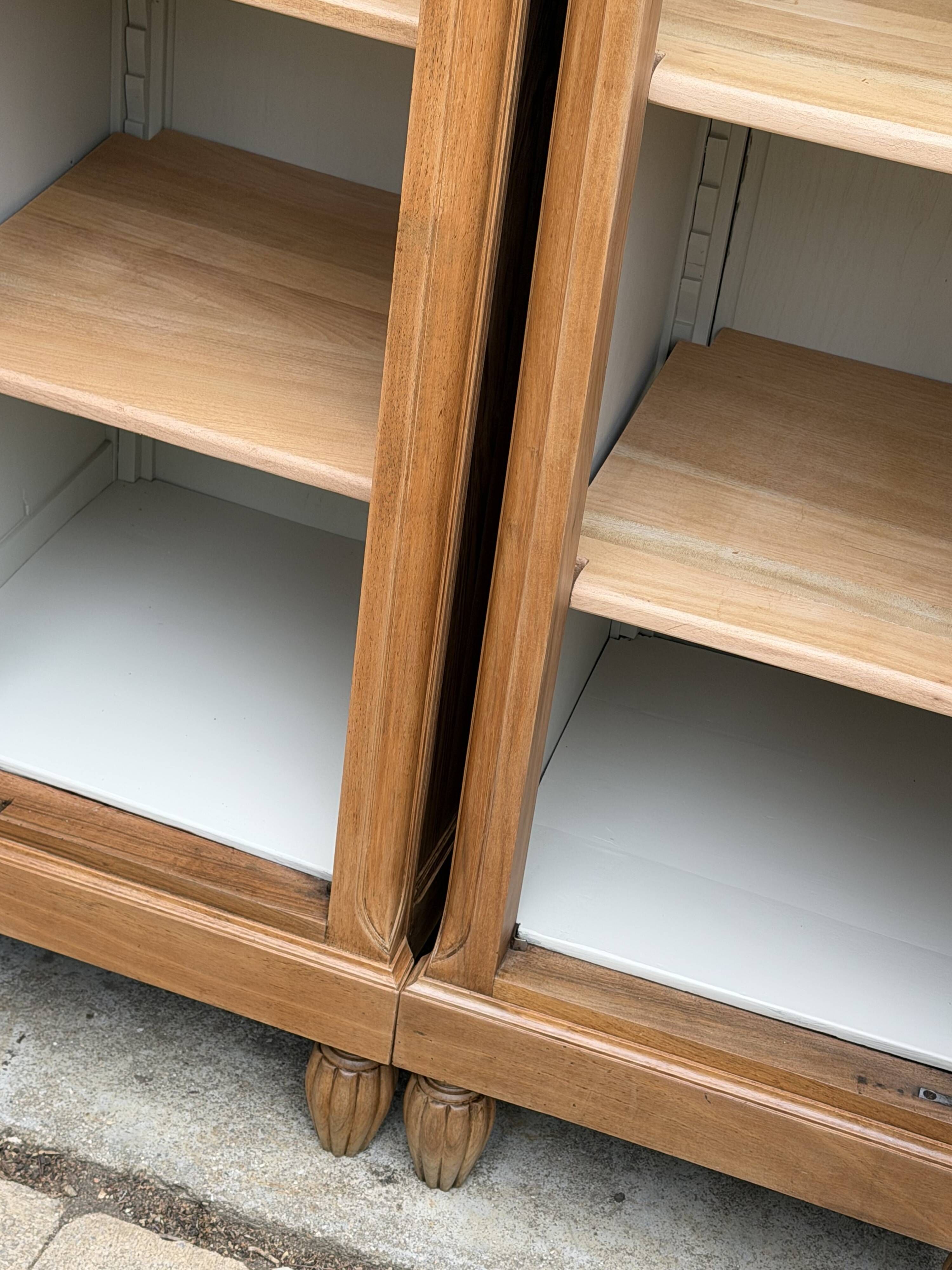 Rare pair of Art Deco glass columns in solid walnut – renovated