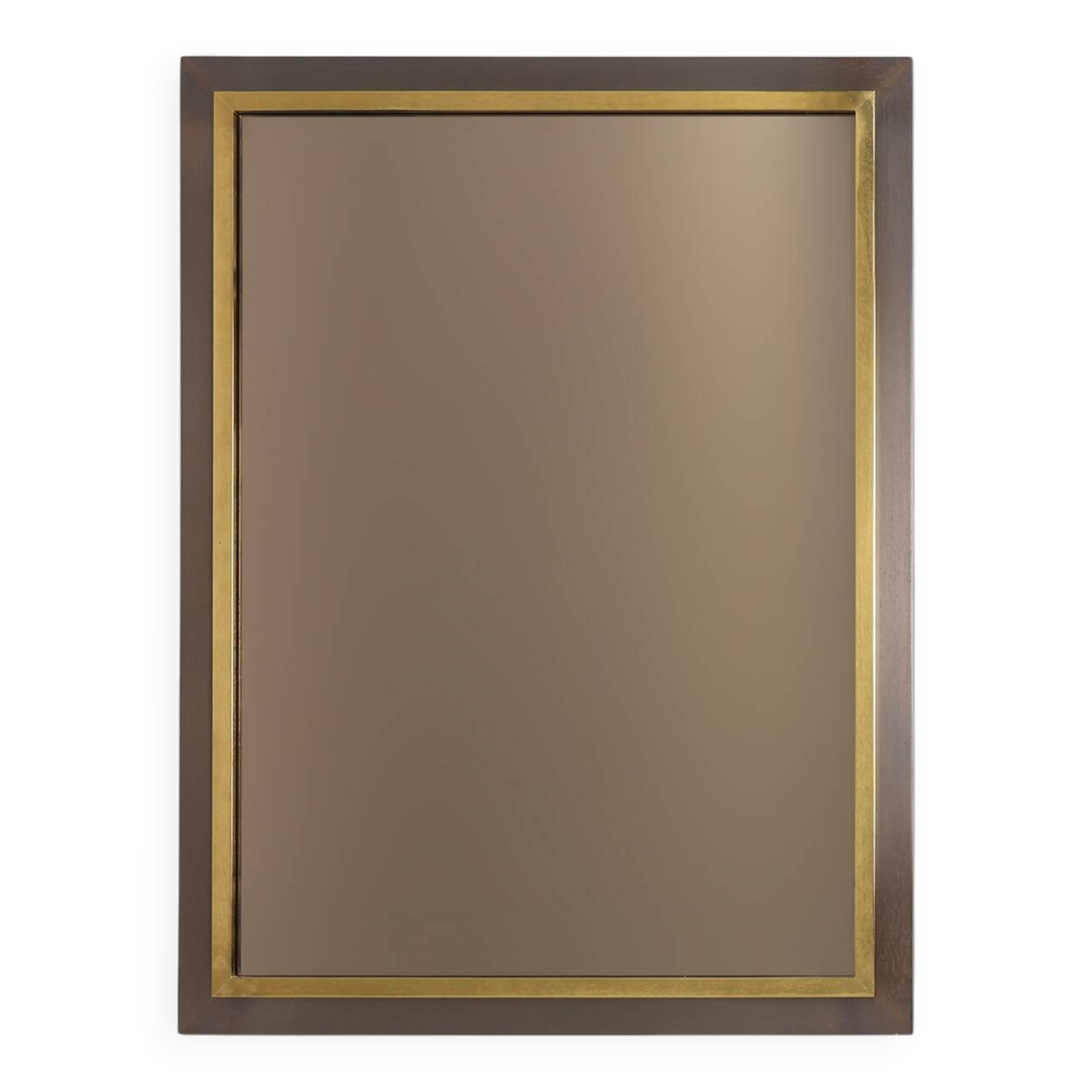 Belgian Mid-Century Belgo Chrome Mirror in Copper and Fumé Glass, 1980s