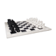 1970s black and white chess set in volterra alabaster handmade made in italy