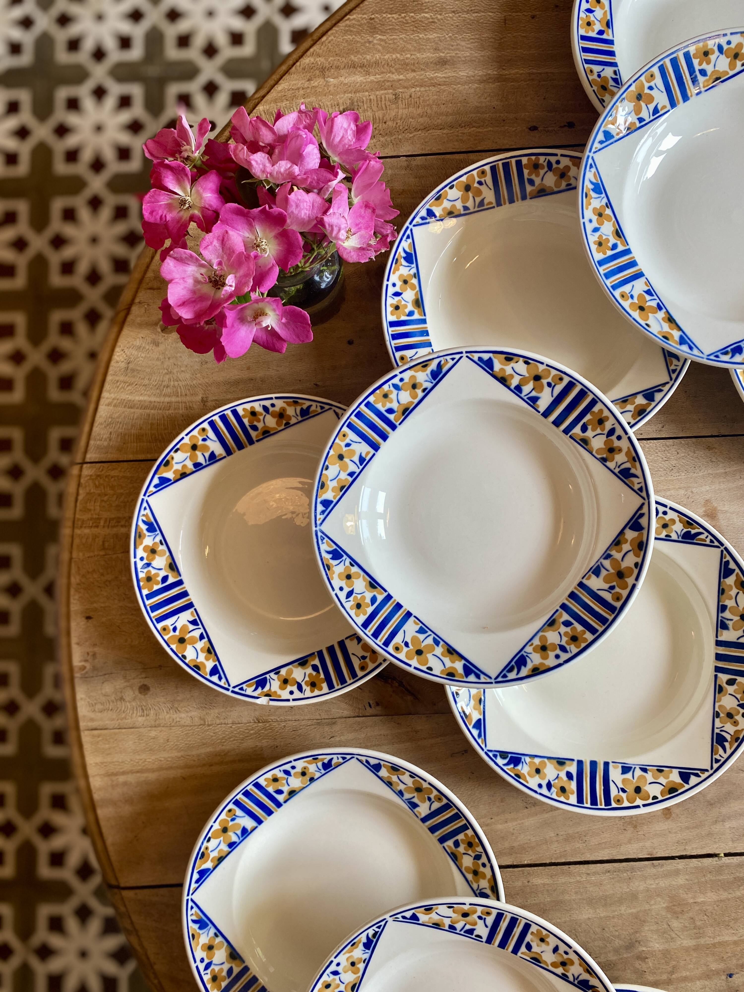 Lot of 10 old soup plates - Badonvillier Bornéo model