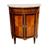Louis XVI style chest of drawers with marquetry and marble top.