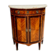Louis XVI style chest of drawers with marquetry and marble top.
