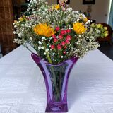 Vase cristal vintage, vase à doigt en verre d’art coloré vintage