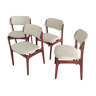 Set of Four Fully Restored Erik Buch Teak Dining Chairs, Reupholstered in Black Leather
