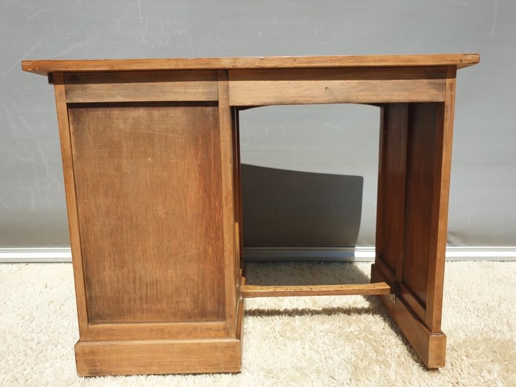 Children's desk zazou 1940 oak and elm with glass slab