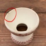 Vintage diabolo-shaped egg cup with burgundy patterns