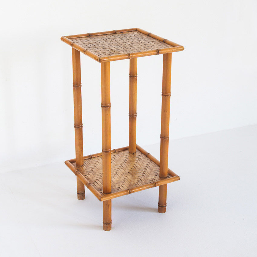 Vintage side table in cannage, France 1960