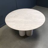 Round italian travertine dining table 1970s