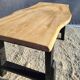 Bicolour coffee table in solid oak with 19th-century legs • Unique piece "Raw"