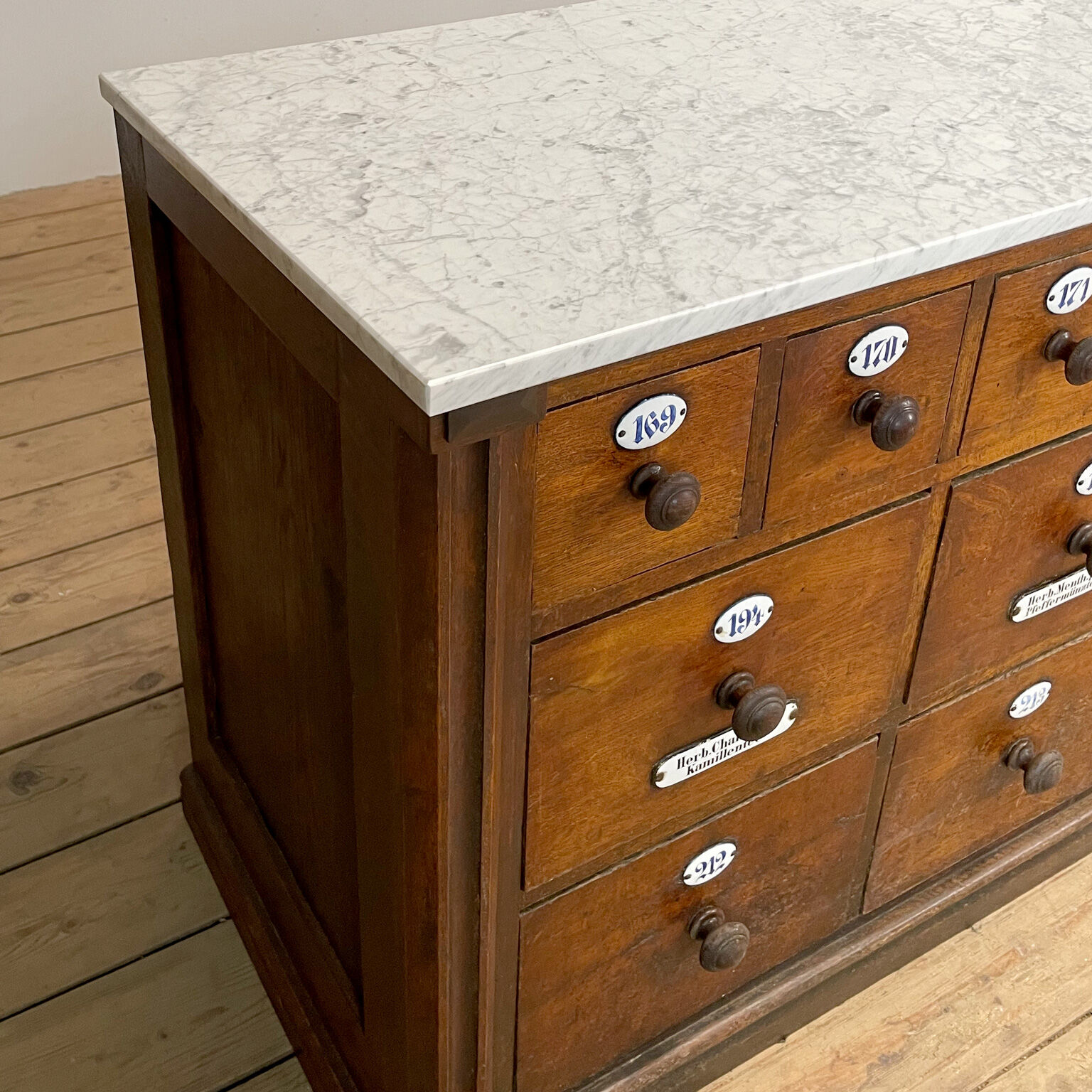 Apothecary Chest Of Drawers With Marble Top, 1930s