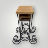 Antique wooden and wrought iron nesting tables – circa 1950