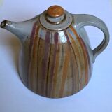 Vintage teapot in glazed stoneware multicolored stripes