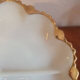 Dish with 3 compartments in opaline and vintage gilding