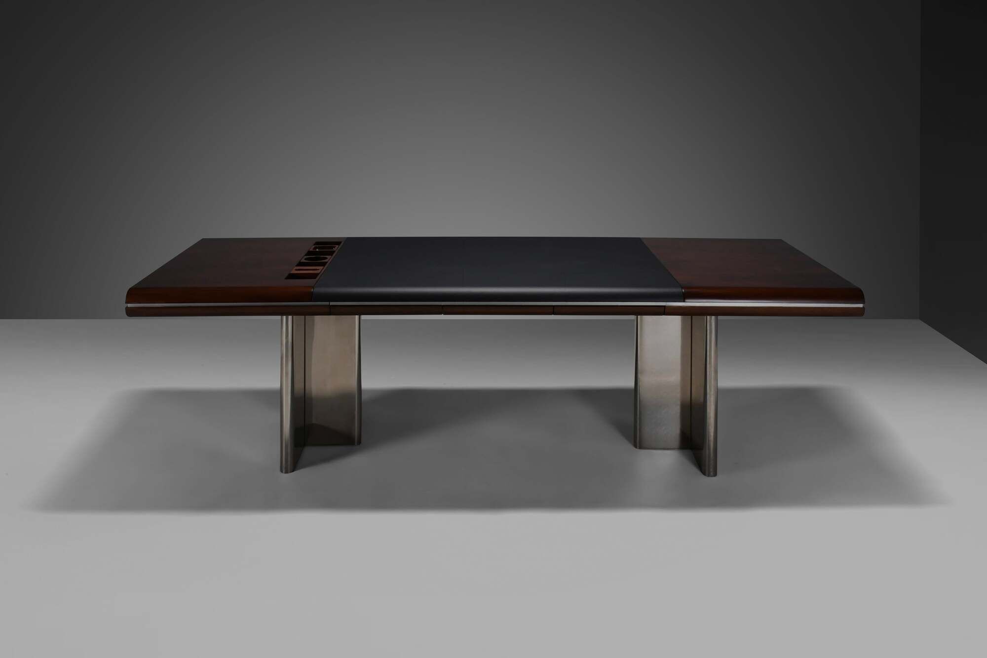 Walnut, Metal and Leather Hans von Klier “Il Ponte” Desk for Skipper, 1970s