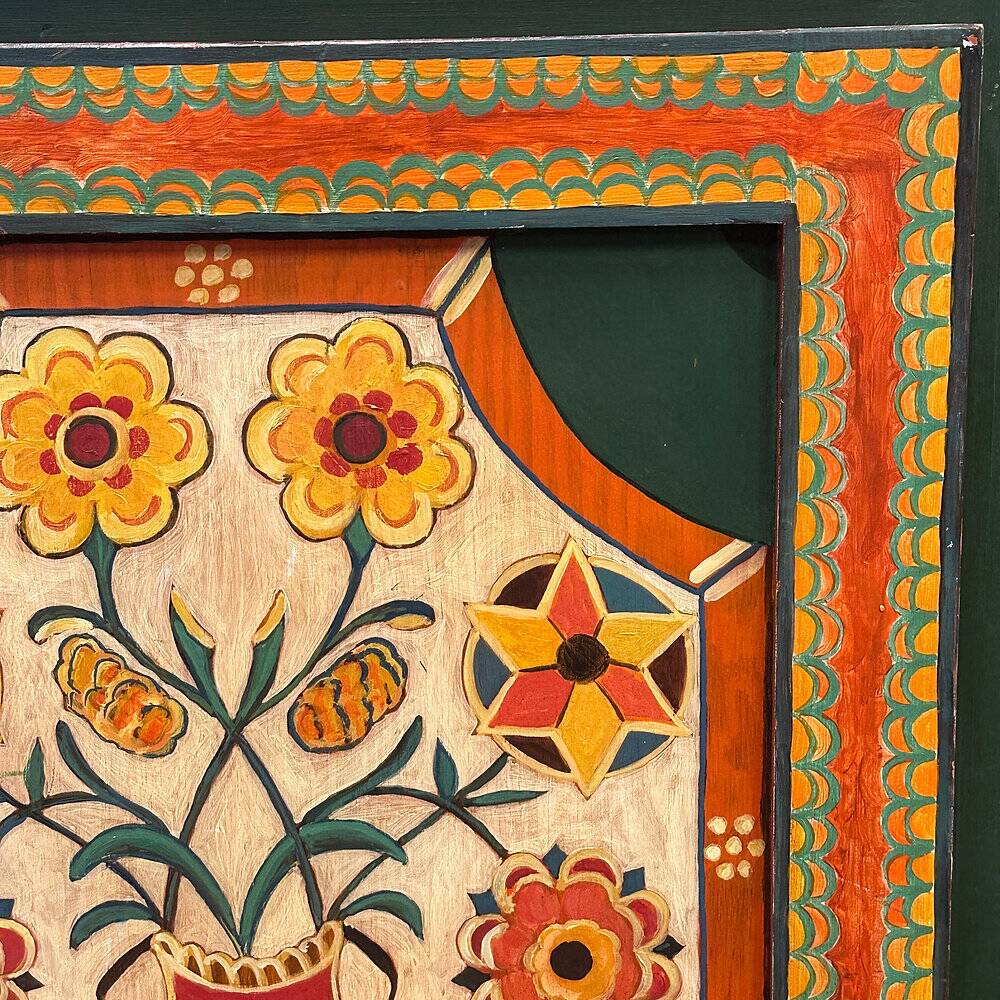 Large hand-painted Provençal folk art cabinet by a Provençal artist, 1970s