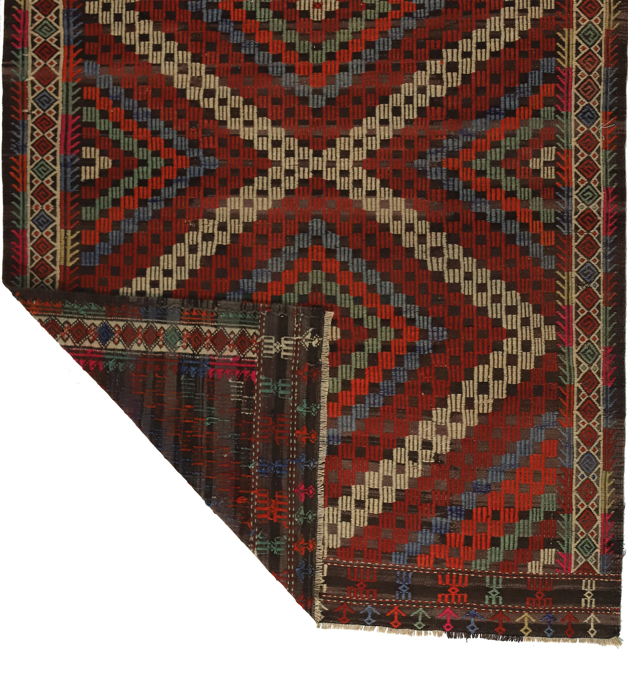 Anatolian handmade kilim rug 252 cm x 172 cm
