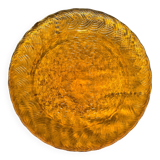Plat rond en verre ambré ATLANTIC Arcoroc France 1950