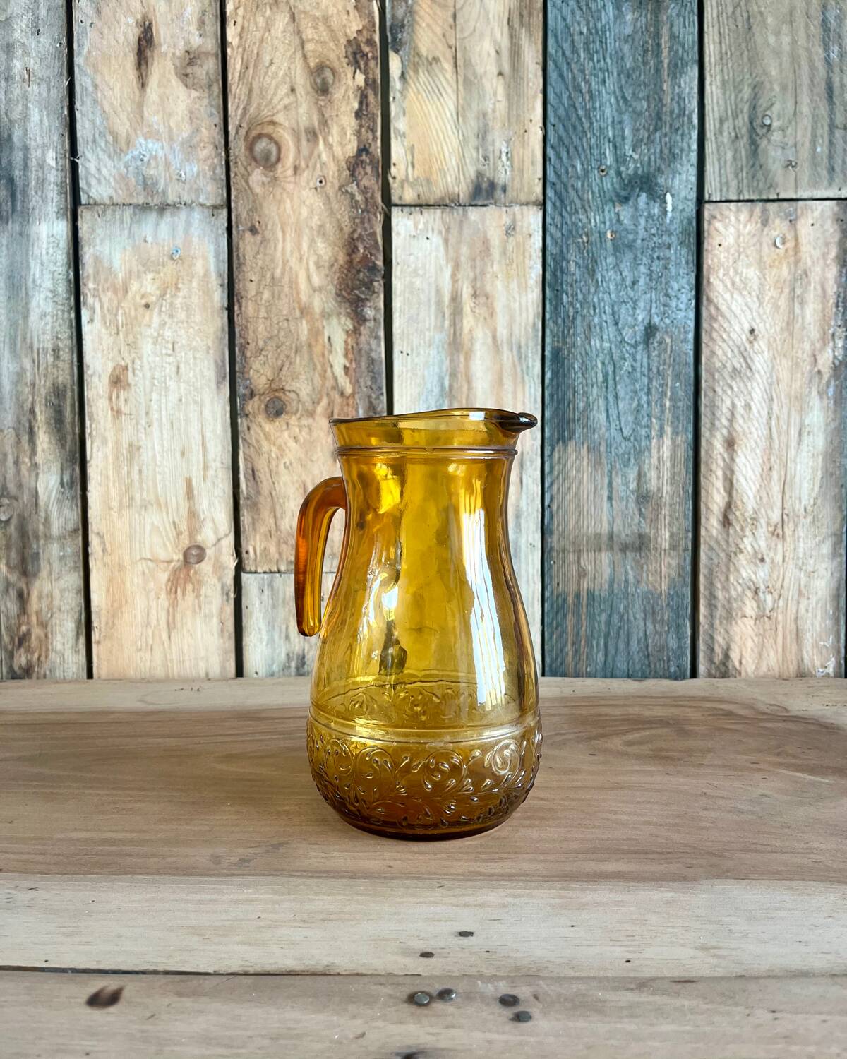70s yellow glass pitcher