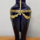 Vase signed Legastelois in blue ceramic of Sèvres and gilded bronze