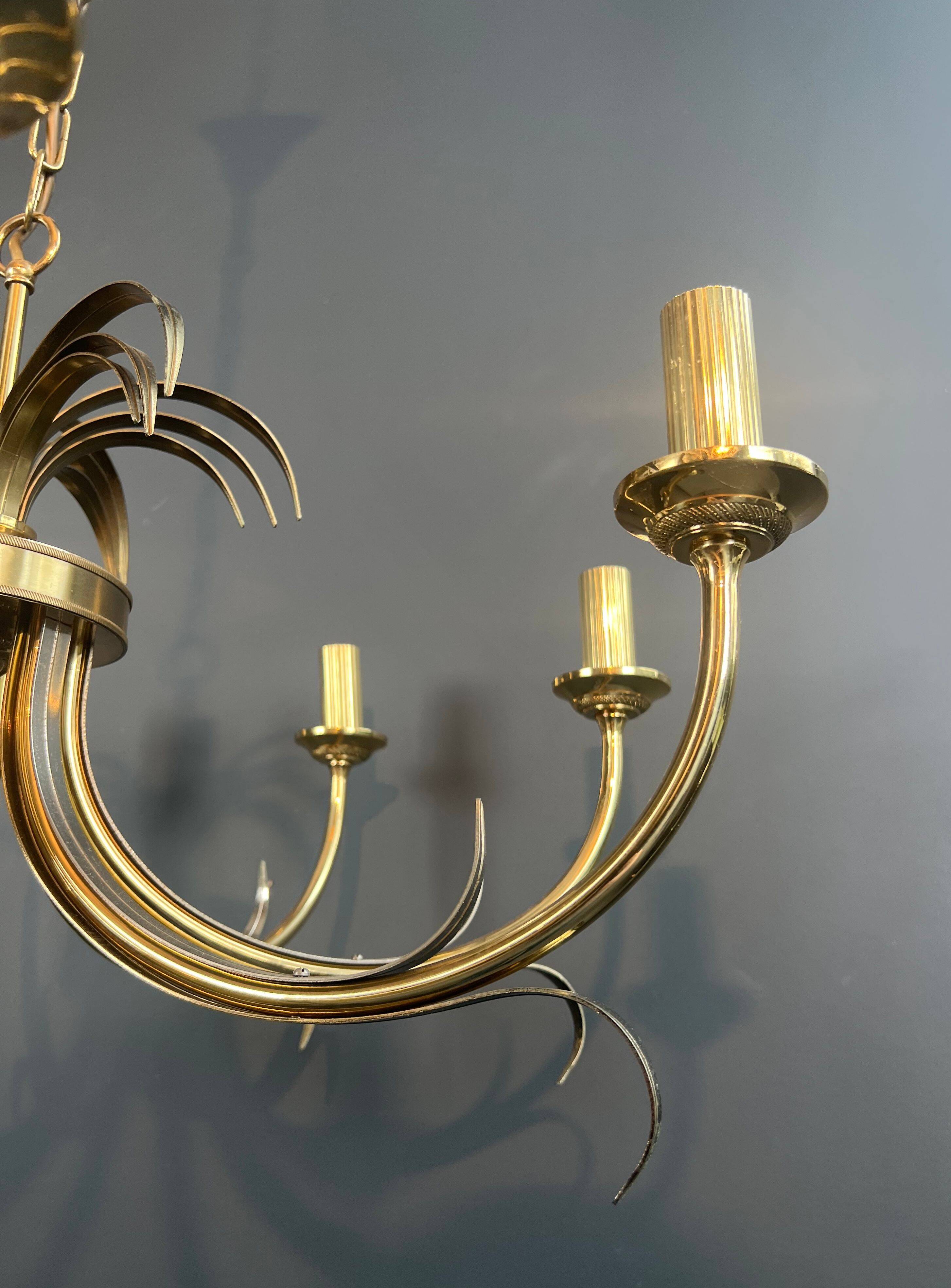Brushed metal and gold metal pineapple chandelier