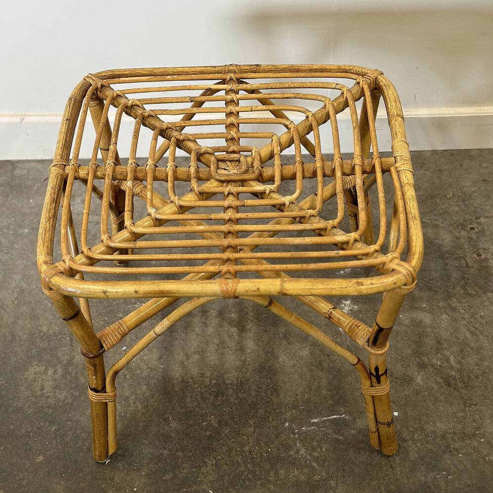 Vintage Italian bamboo square coffee table, 1960s.