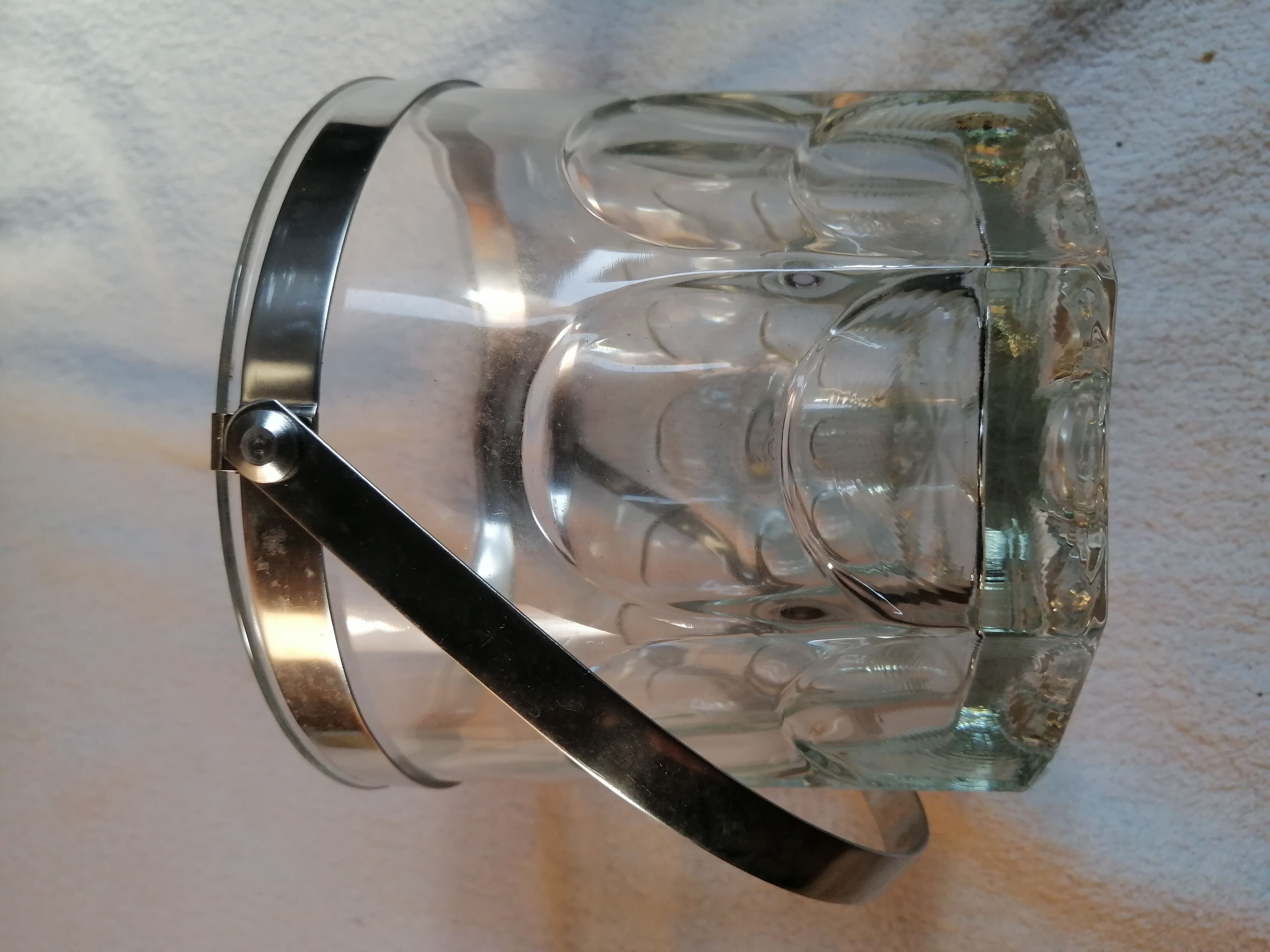 Glass and metal ice bucket