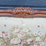 antique fabric and wood headboard