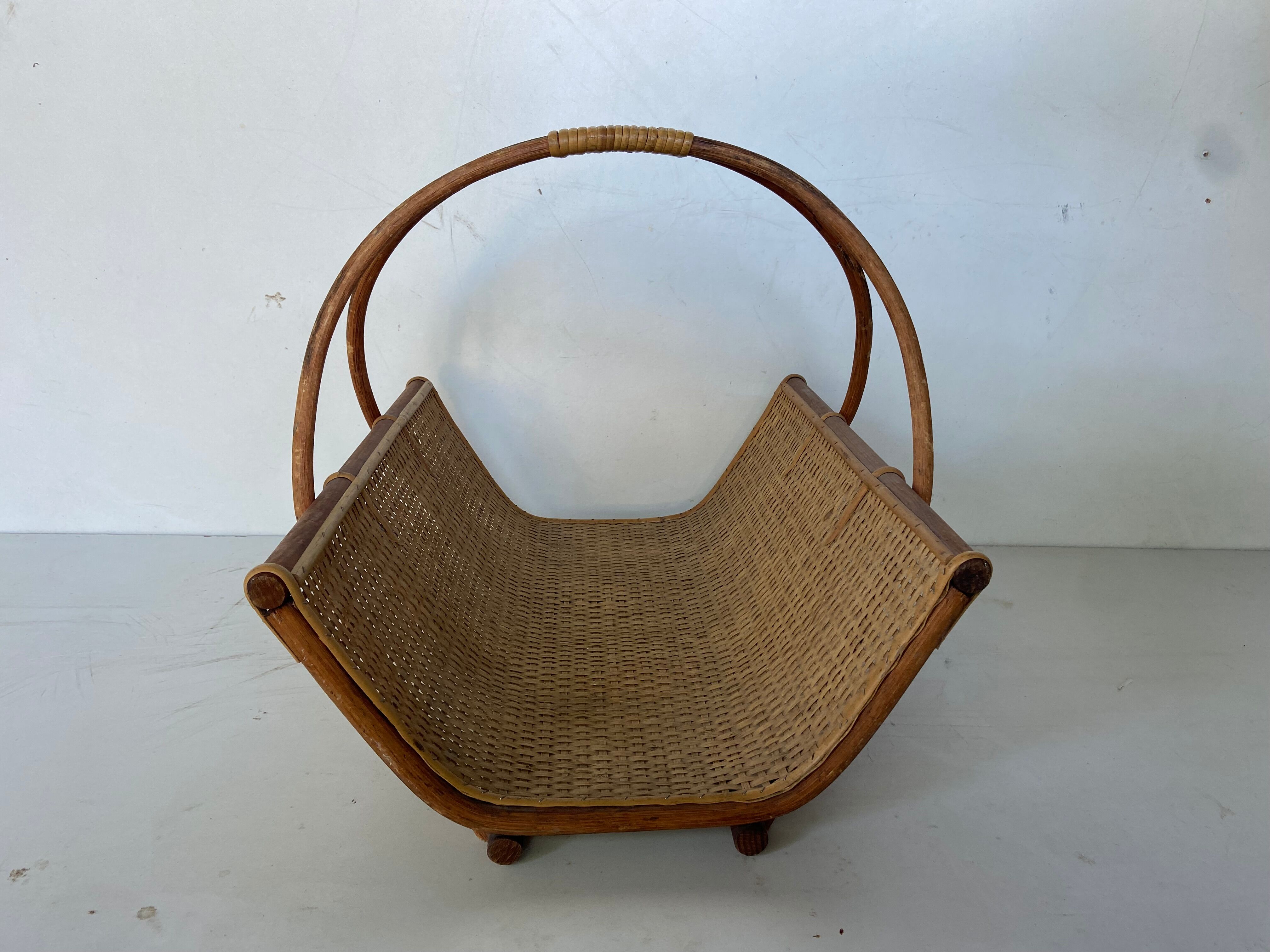 Rattan log basket