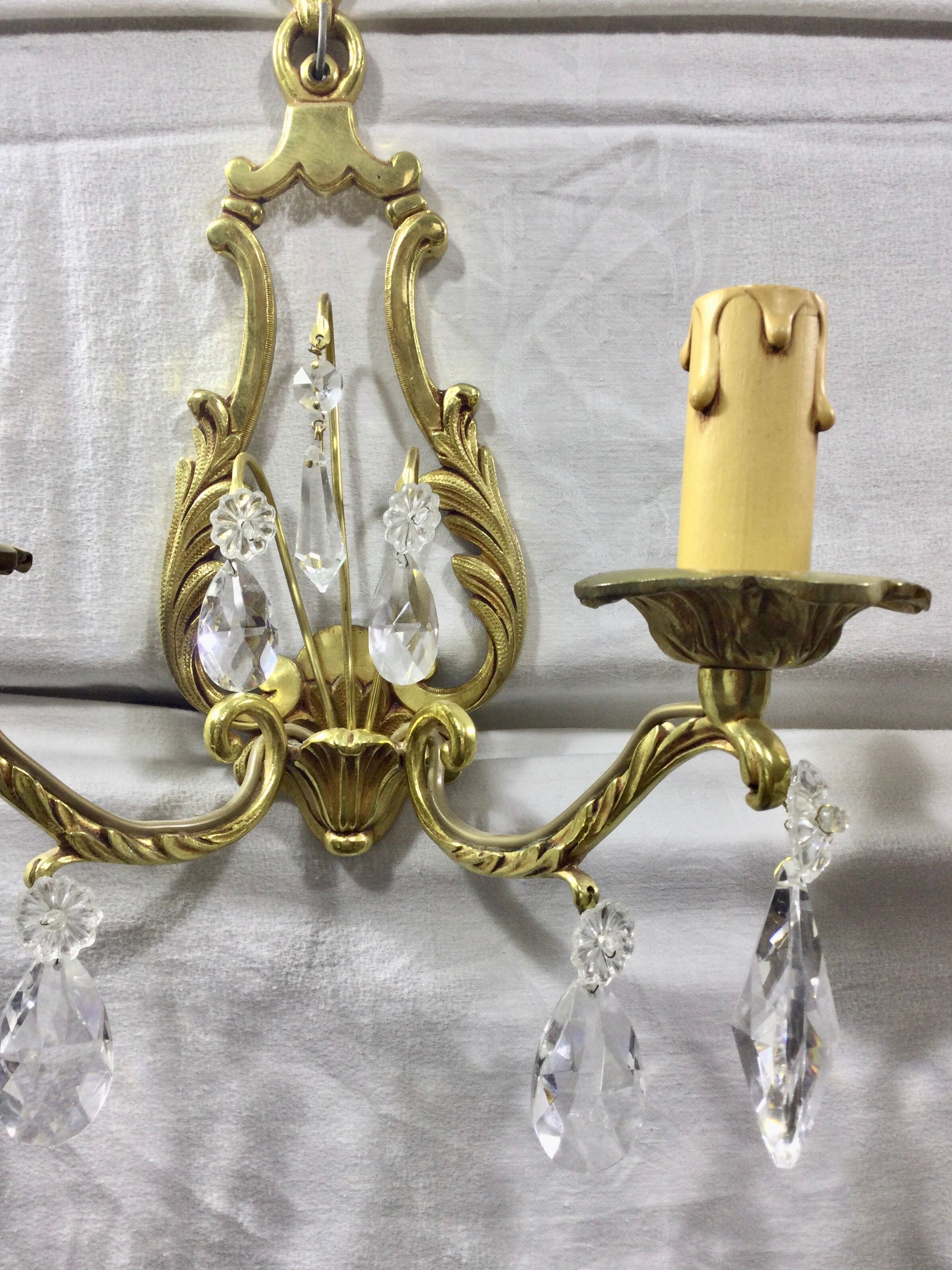 Pair of Wall Lamp Bronze And Crystal 2 Lights