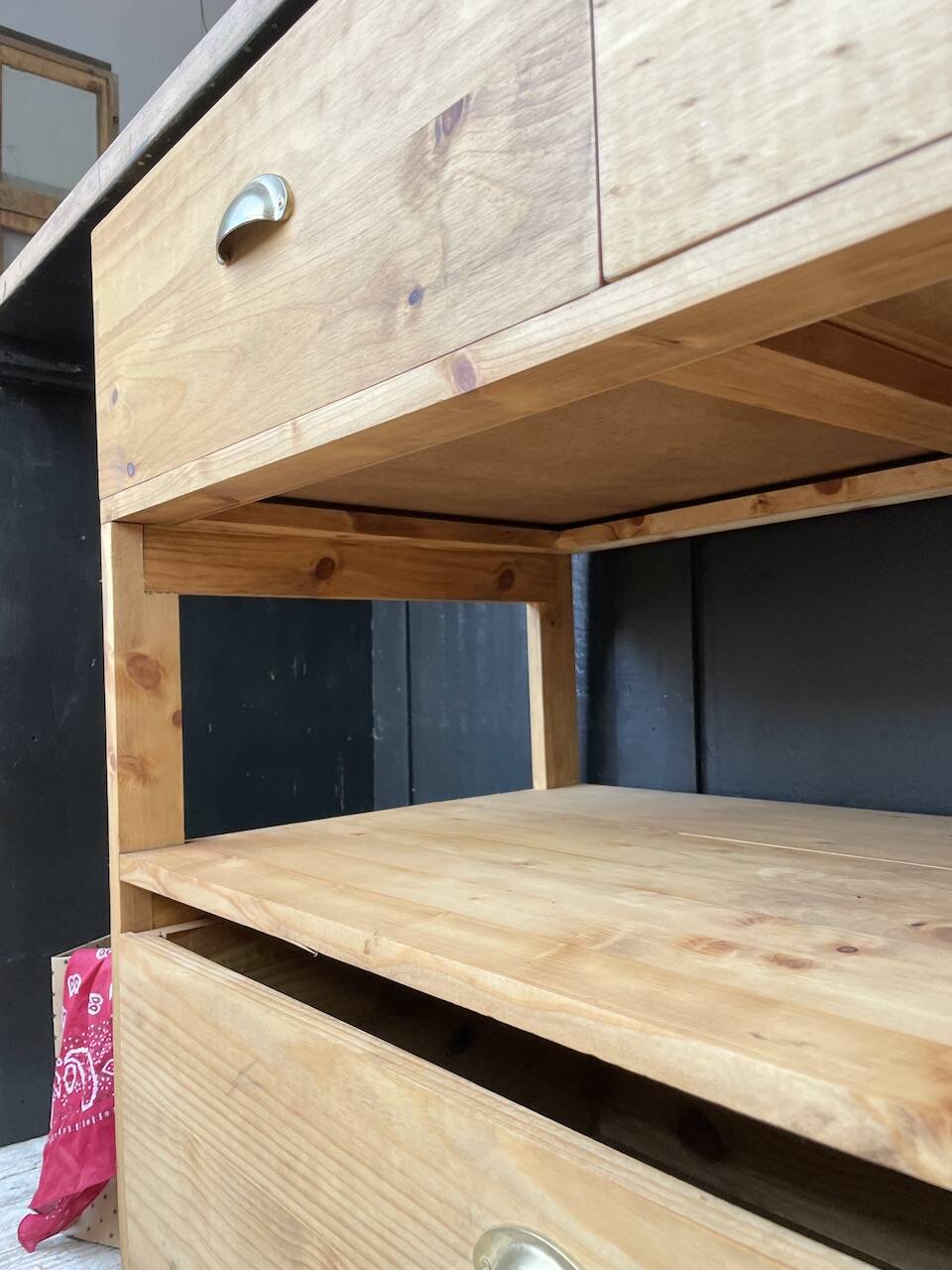 2m pine counter or central island with storage