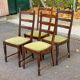 4 chaises bois massif et velours vert