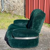 Fauteuil en velours vert "spage age" par Beka, 1970