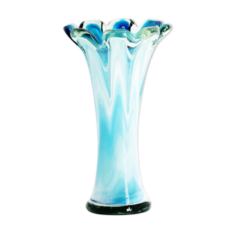 Large blue glass vase