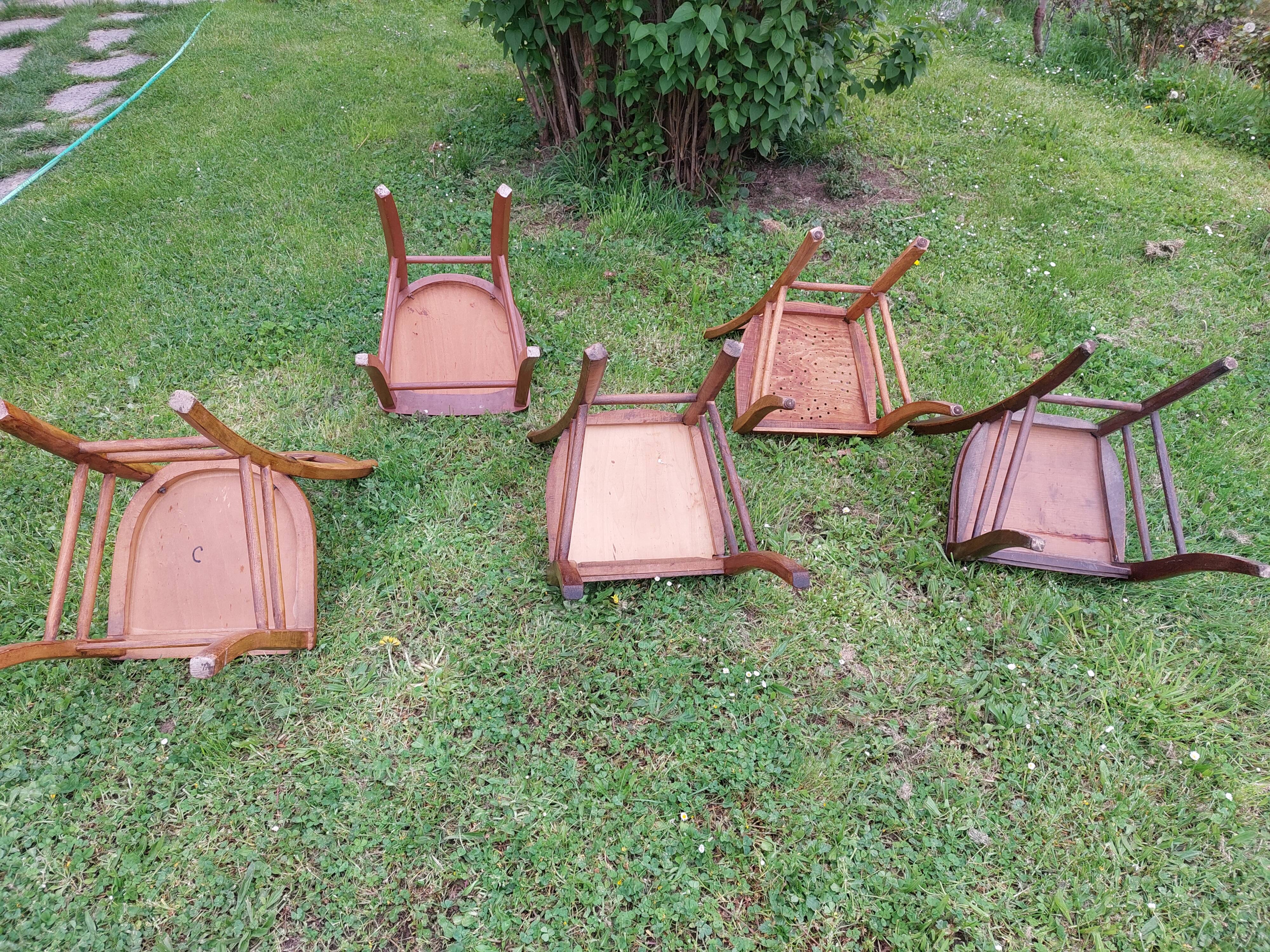 5 wooden bistro chairs