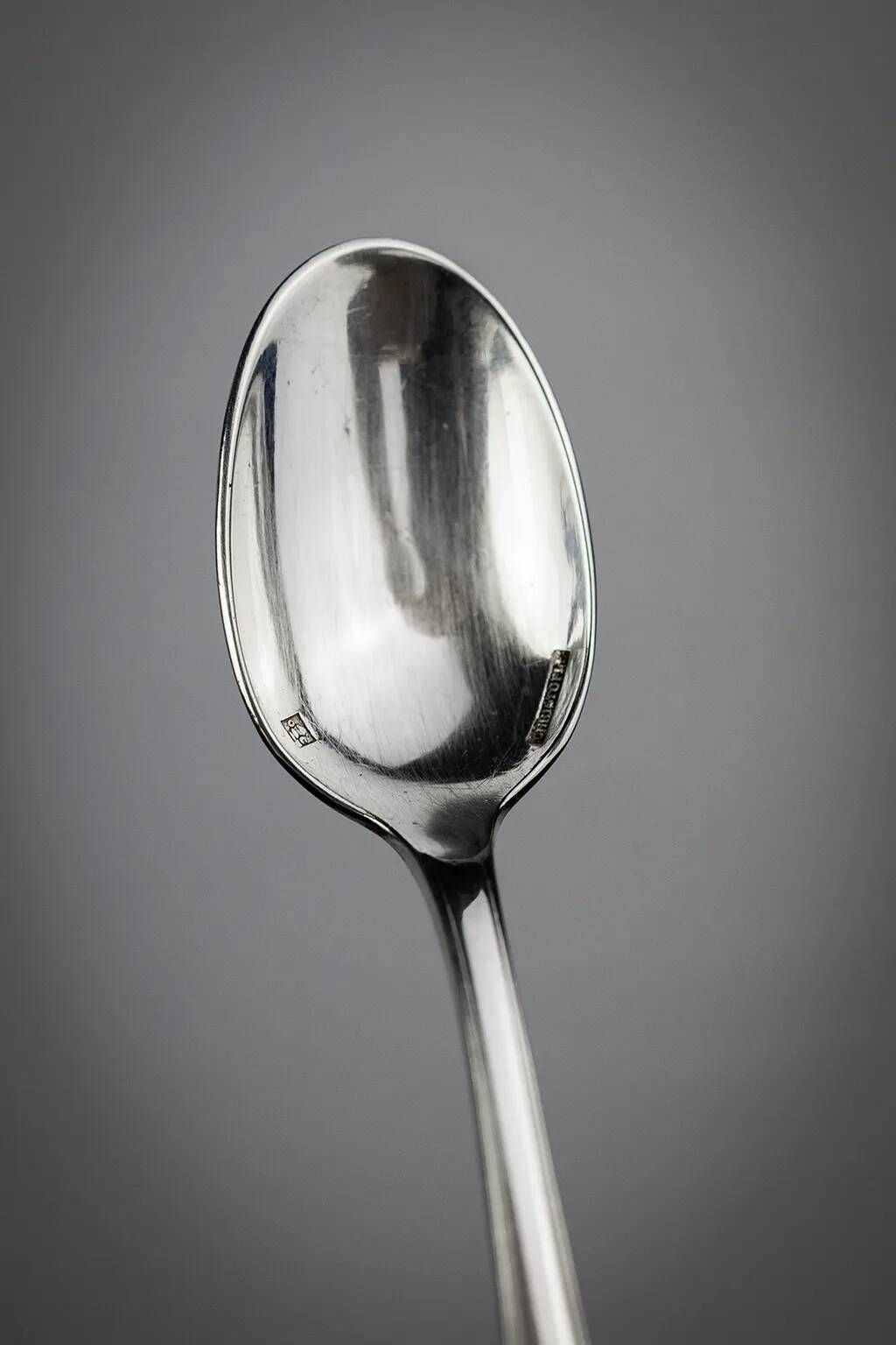6 Christofle America espresso spoons in silver-plated metal, Luc Lanel
