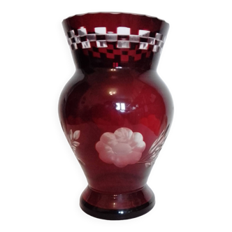 Red bohemian crystal vase