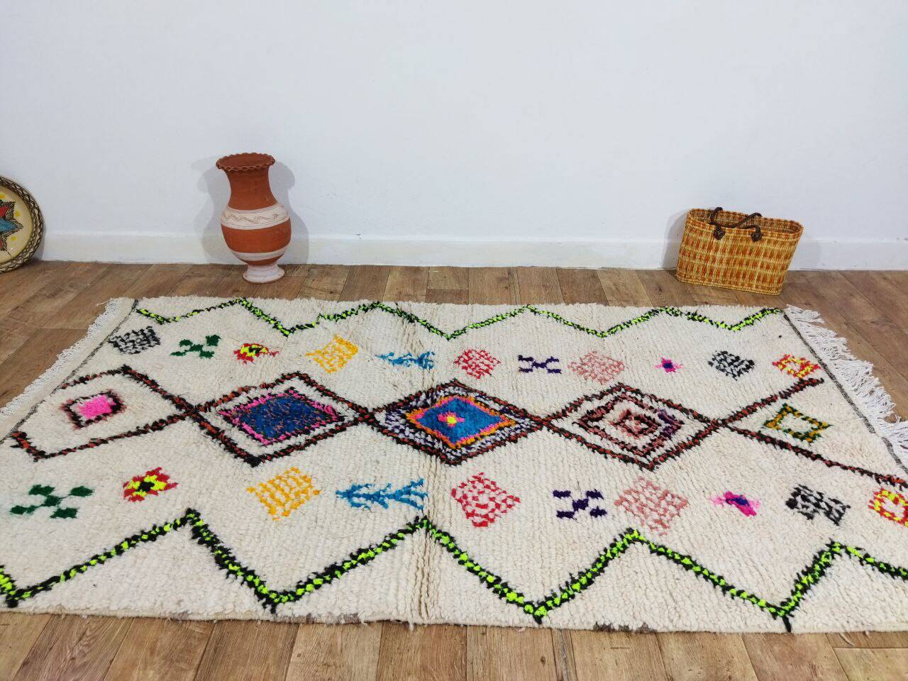 Handmade wool Berber rug 242 X 138 CM