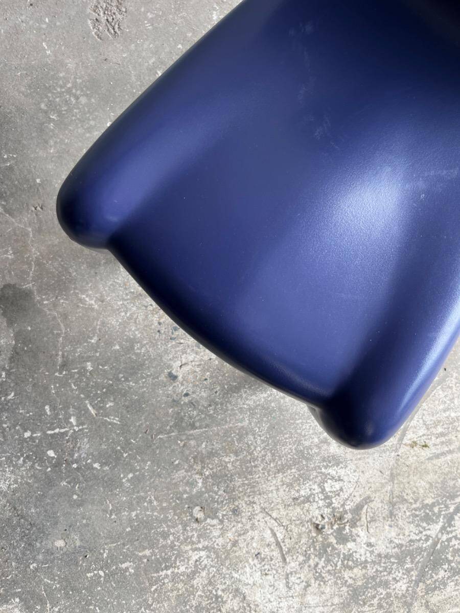 Vintage Louis XII armchair by Philippe Starck, molded blue plastic shell and metal legs